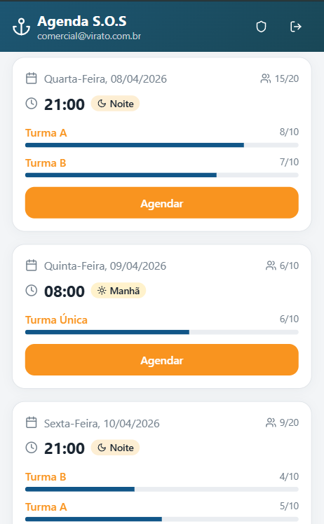 Tela de agendamento de aulas ao vivo