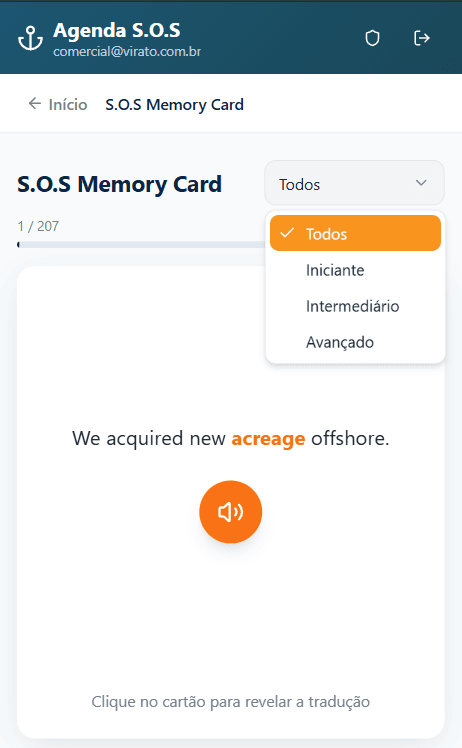 S.O.S Memory Card flashcards de vocabulário